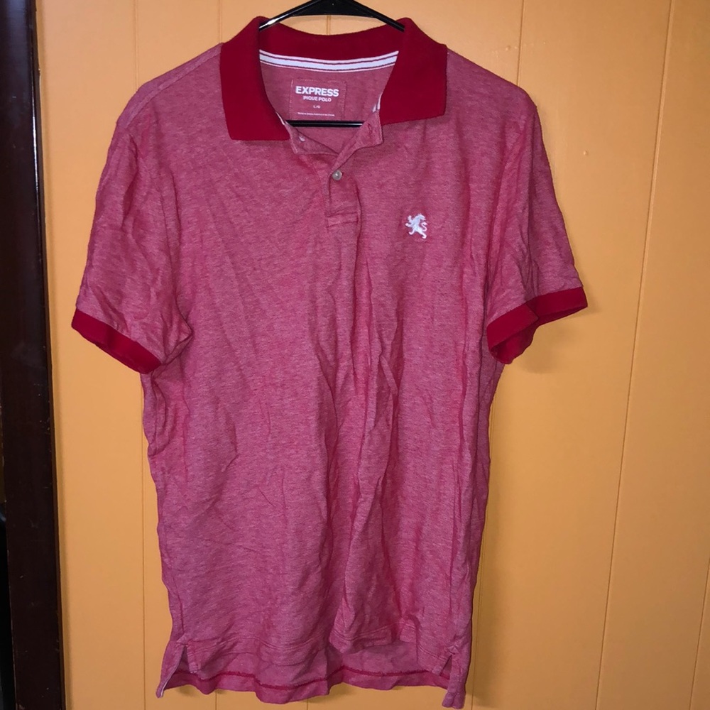 Express men red polo button up